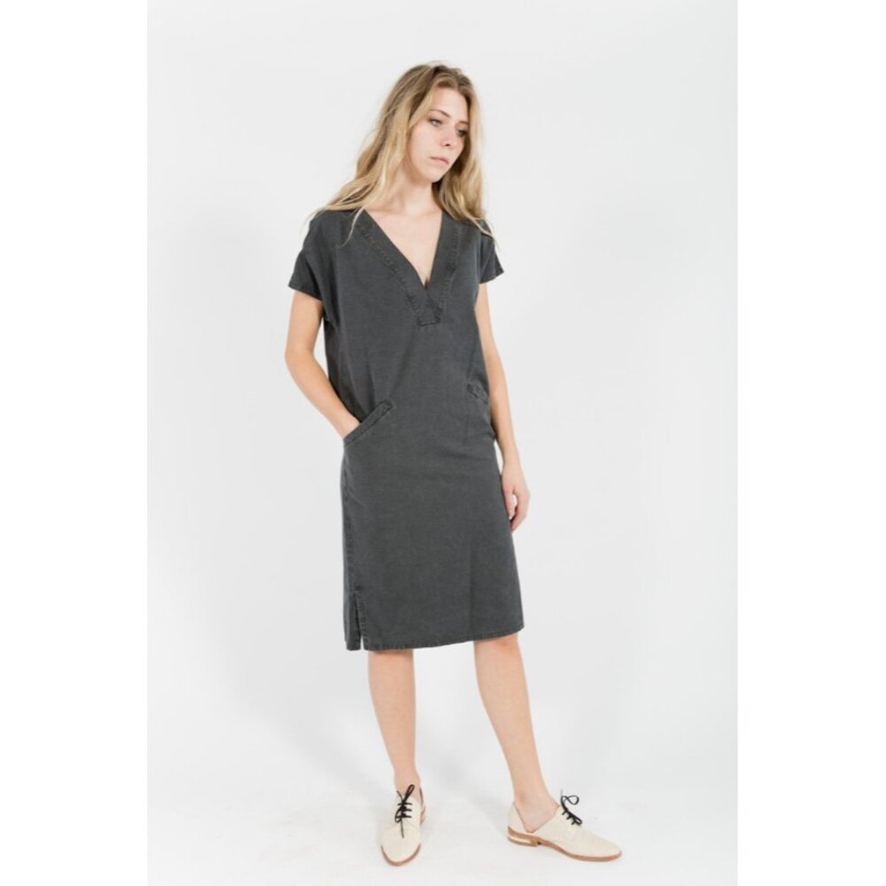 Emerson Womens Fry V Column Knee Length Dress Short Sleeve Washed Slate Size 0